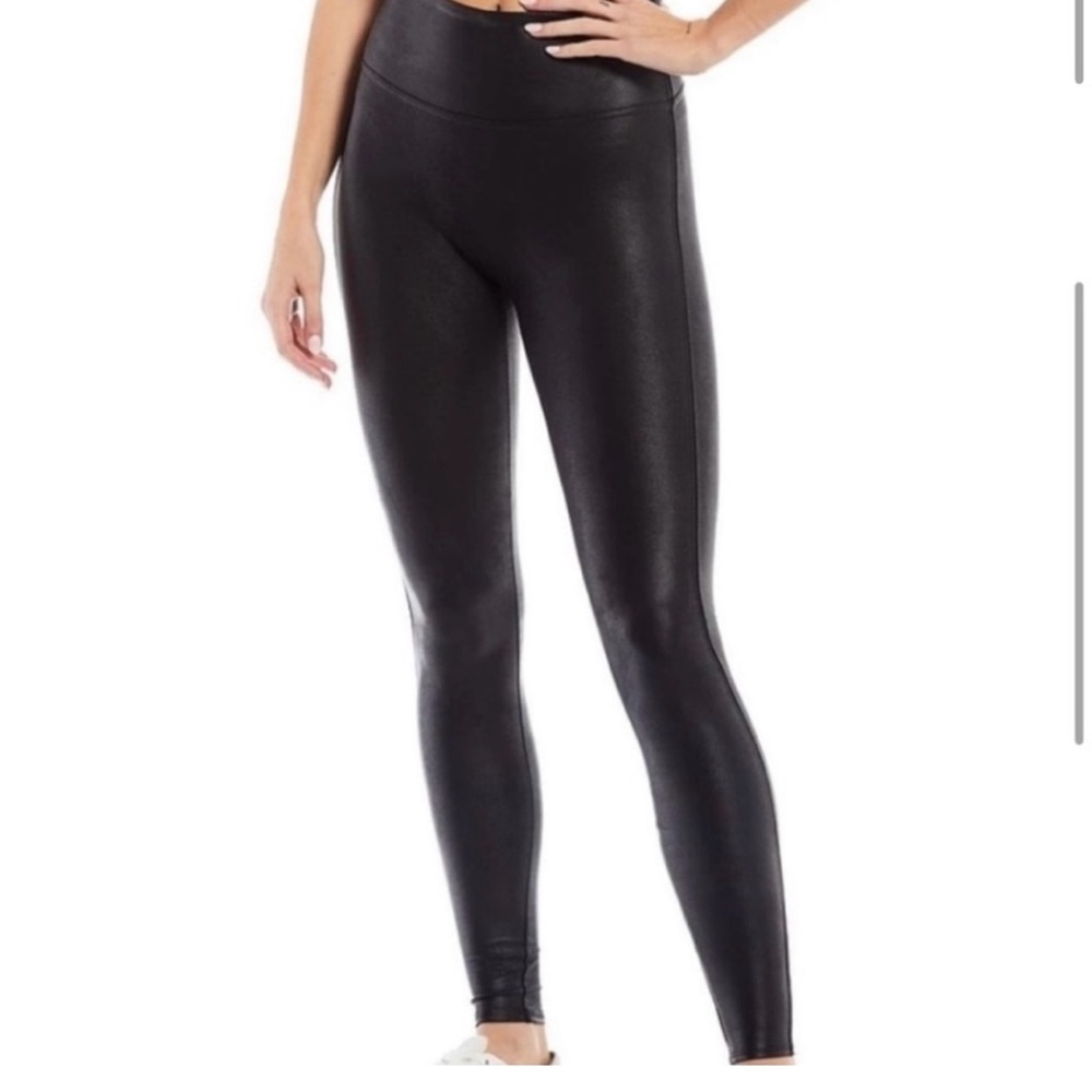 Spanx Faux Leather Black Leggings Size Large
